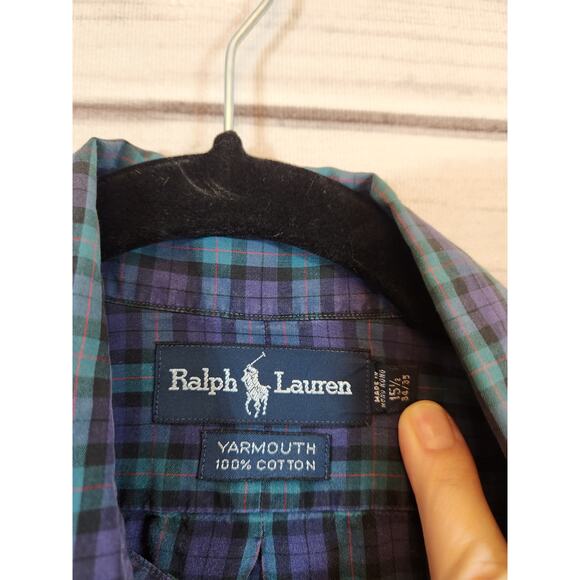 Ralph Lauren Men's Multicolor Plaid Cotton Long Sleeve Button Down Shirt 15.5 - Picture 3 of 5